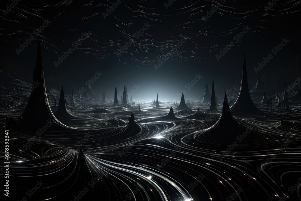 Canvas Prints an abstract sci-fi wallpaper against a black background, creating a mysterious composition that spar