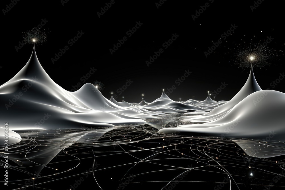 Canvas Prints an abstract sci-fi wallpaper against a black background, creating a visually captivating composition