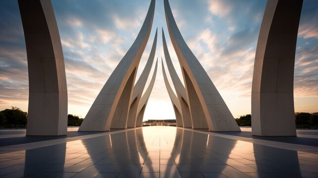 Historical Air Force Memorial in Arlington, VA, Featuring Military Armed Forces and Distinctive Architectural Design
