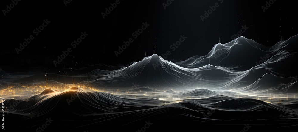 Wall mural an abstract wallpaper with a black background, in a wide format, creating a composition that seamles