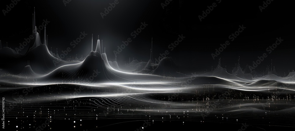 Wall mural an abstract wallpaper with a black background, in a wide format, creating a futuristic composition t