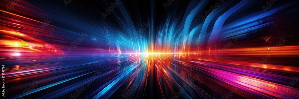 Wall mural an abstract wallpaper with a black background, in a wide format, creating a dynamic composition that