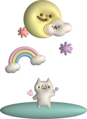 cute cat 3d render png