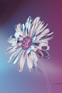 3D render of white glass flower