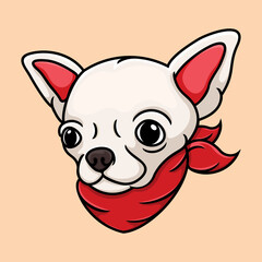 illustration vector of a chihuahua dog wearing a red bandana.