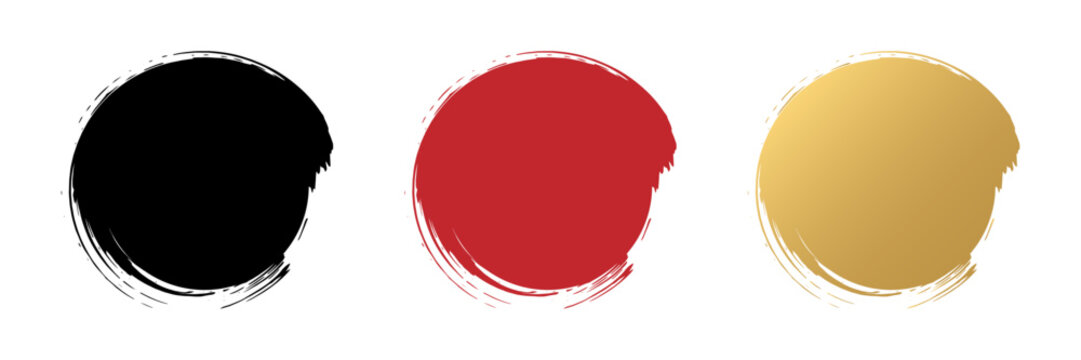 筆で書いた丸のデザイン素材セット