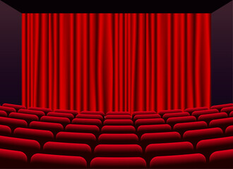 Cinema room with Theater cinema curtains background