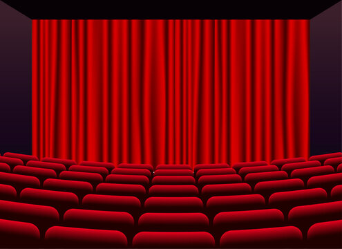 Cinema room with Theater cinema curtains background