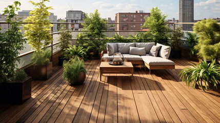 Beautiful of modern terrace with wood deck
