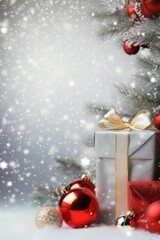 Fototapeta na wymiar AI generated illustration of a festive gifts sitting on a flat surface near the Christmas tree