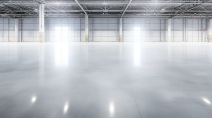 Empty of Polished concrete floor clean condition and space for industry product in factory for manufacturing production plant or large warehouse.