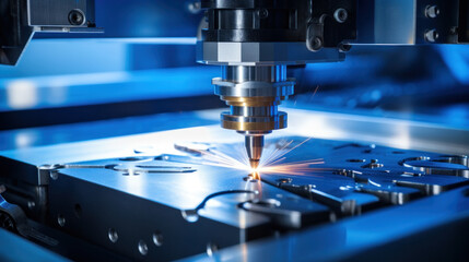 CNC Laser cutting of metal, The laser optics and CNC are used to direct the material or the laser beam generated in the industrial.