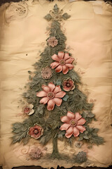 Vintage Christmas Cards - Paper Crafted Trees, Elegant vintage Christmas cards, nostalgic charm 
