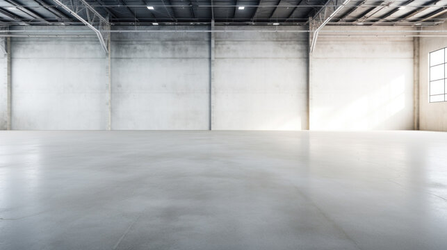 Empty of Polished concrete floor clean condition and space for industry product in factory for manufacturing production plant or large warehouse.