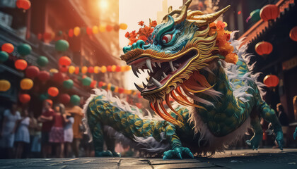 Fototapeta na wymiar Colorful Asian Dragon, Chinese New Year Concept