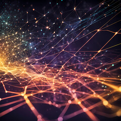 abstract technology background with-illuminated fiber optic network connections.