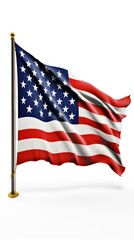 Patriotic American Flag with Bold Text Overlay on White Background