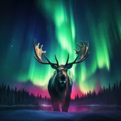  Stunning Alaskan Moose under Northern Lights © Sandris_ua