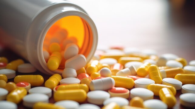 Tablets Spilling Out for Pharmacy Treatment