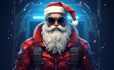 Cyber Santa Extravaganza: Captivating Cyber Monday Banner with Futuristic Vibes - obrazy, fototapety, plakaty