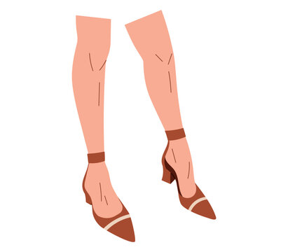 Women beautiful slender legs in high-heeled red shoes. Vector isolated fashion illustration.