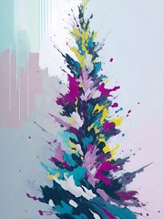 Christmas tree paint. AI generated illustration