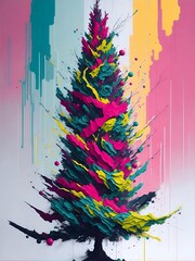 Fototapeta na wymiar Christmas tree paint. AI generated illustration