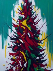 Christmas tree paint. AI generated illustration