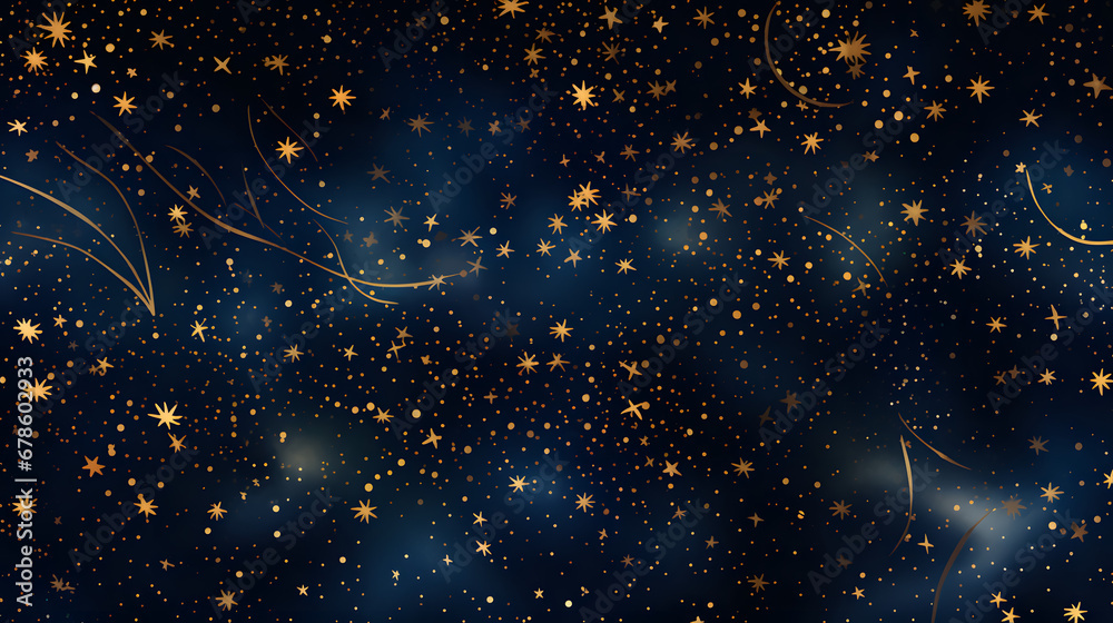 Wall mural magic starry night. seamless vector pattern with stars texture marble. generative ai.