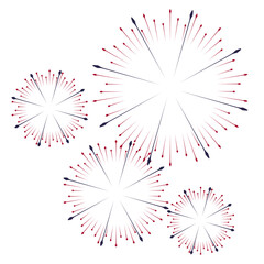 Blue, red and white fireworks in the colors of the Thai National Flag. Happy Thai holidays, Happy New Year.