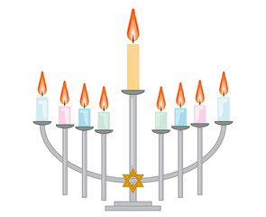 Menorah vector image happy hanukkah judaism religious holidays hebrew celebration, candelabrum with candles