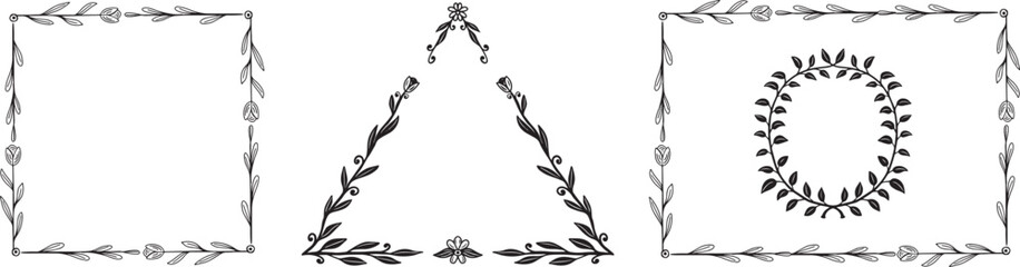 floral border frame hand drawn vector