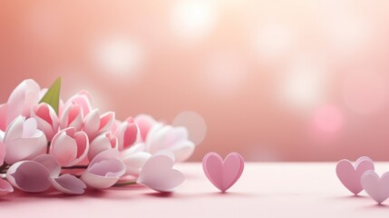 Fototapeta na wymiar Valentine's Day heart-shaped greeting card copy space background