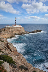 Mallorca, Spain - Oct 22, 2023: Far de Cala Figuera Lighthouse on the island of Mallorca