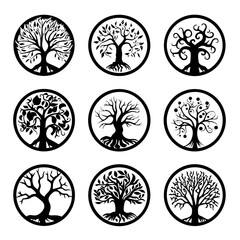 tree silhouette, tree vector, tree illustration, tree svg, leaves png, leaves svg, leaf svg, leaf png, tree, vector, nature, leaf, illustration, silhouette, branch, plant, design, forest, art, spring,