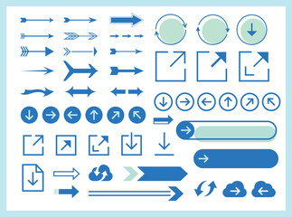 Arrow Symbols and Icons Arrow Icon Set Flat Design on White Background.