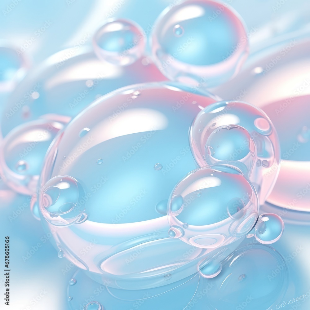 Poster transparent vector soap bubbles flying on abstract background. brightly colored or round glass beads