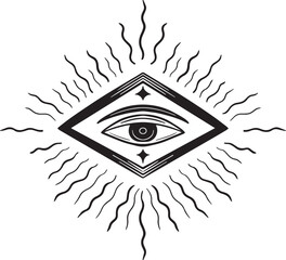 boho mystic vintage eye hand drawn vector illustration