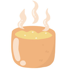 Hot soup in the orange cup illustration