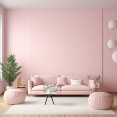 Fototapeta na wymiar Soft pink wall banner and studio room background