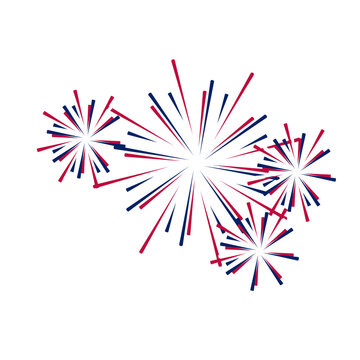 Fireworks and stars in national American colors. Vector illustration isolated on white background