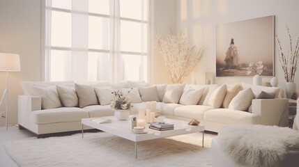 Modern interior, white modern living room