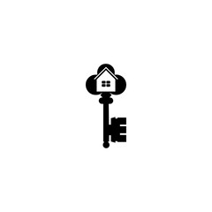 Old house key icon isolated on transparent background