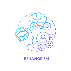 2D gradient behaviorism icon, simple vector, thin line illustration representing learning theories.