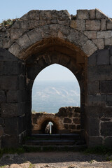 Fototapeta na wymiar Arches and walls of Belvoir Crusader Castle in northern Israel