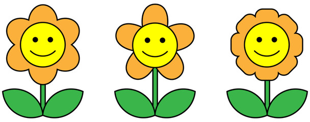 お花のスマイルマーク オレンジ