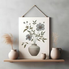 AI-generated illustration of A still life featuring a clay vase filled with fresh, vibrant flowers