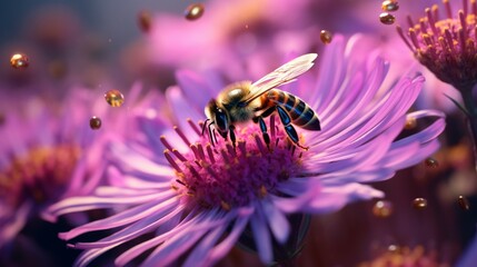 A bee and a flower in perfect symbiosis, showcasing the beauty of natural relationships.