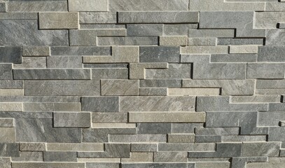 Wall paneling made of stone bricks of different shapes. Colors are shades of gray. Background and...