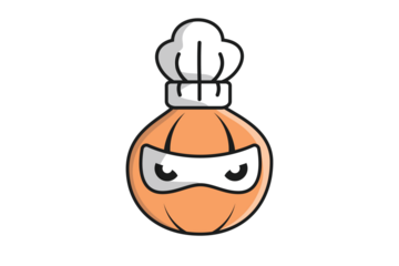 Onion Ninja with Chef Cooking Hat vector illustration. Food nature icon concept. Onion ninja cartoon character vector design. Creative ninja chef hat logo icon.